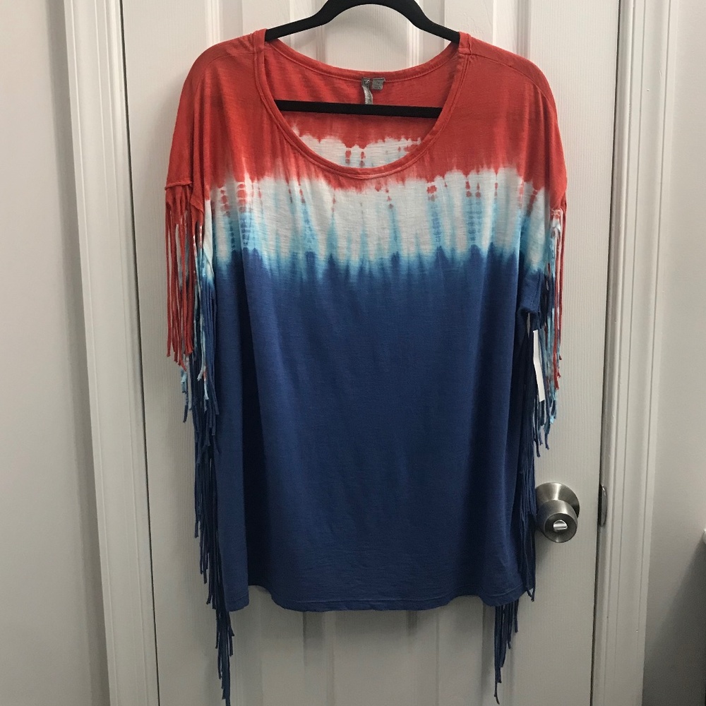 Tie Dye Fringe T-shirt NWT